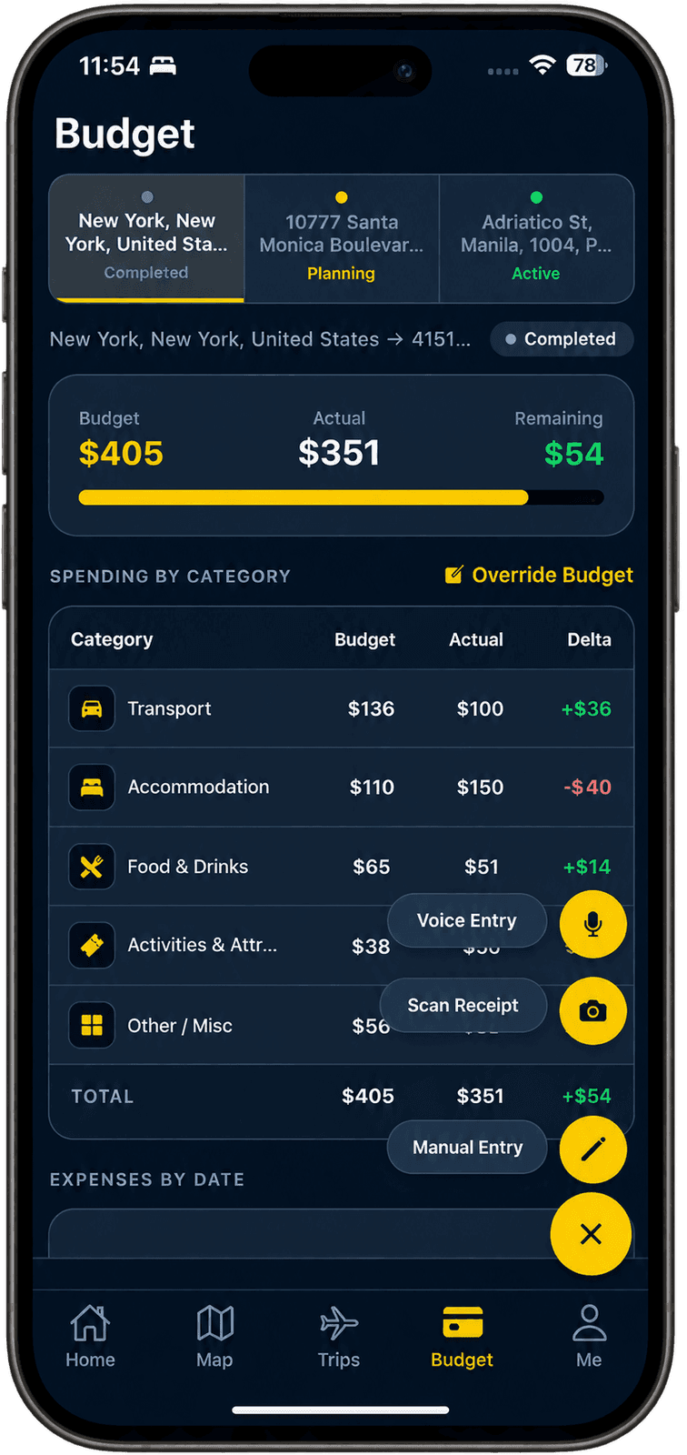 Karoosa Budget screen